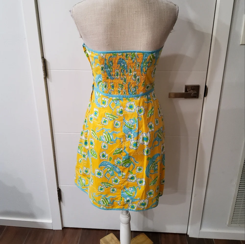 Lilly Pulitzer Floral Monkey Strapless Dress Size 6 - Picture 4 of 11